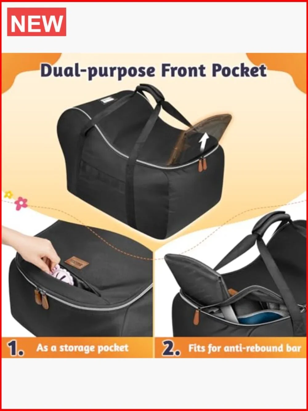 Padded Infant Car Seat Travel Bag with Side Pocket for Air Travel